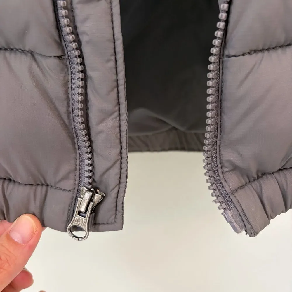Gap Kids Small Gray Puffer Vest Quilted Zip Up Lightweight Outerwear